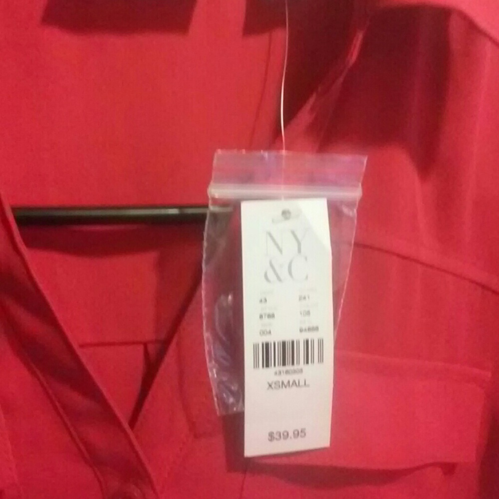 Red button down blouse - Picture 2 of 5